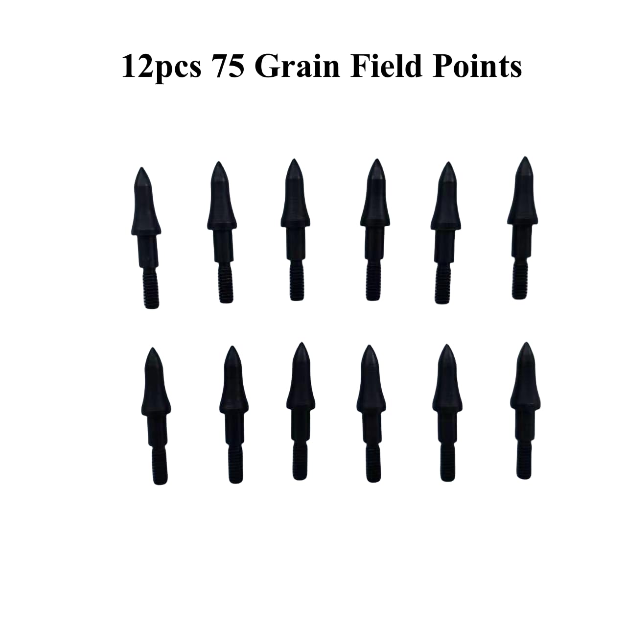 12pcs 75 Grain Field Points, 75gr Crossbow Arrow Tips for Bow and Arrow Target Practice, Screw-in Bullet Points for 5/16 Inch Arrows, Hunting Archery Target & Accessories