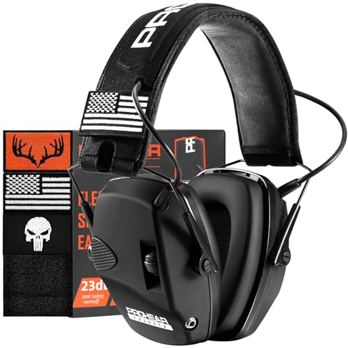 PROHEAR Digital Electronic Shooting Ear Protection Muffs with GEP02 Gel Ear Pads, Hunting Sound Amplification Earmuffs, NRR 23dB Low Profile Hearing Protection for Gun Range - Brown