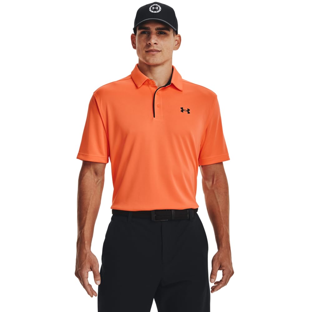 Under Armour Men's Tech Golf Polo, (866) Orange Blast / / Black, Small