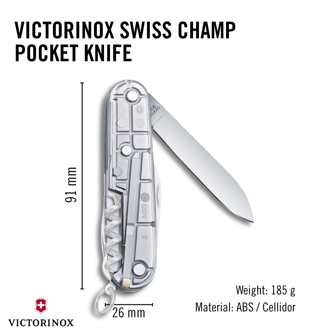 Victorinox Swiss Champ Swiss Army Pocket Knife, 33 Functions, Silvertech