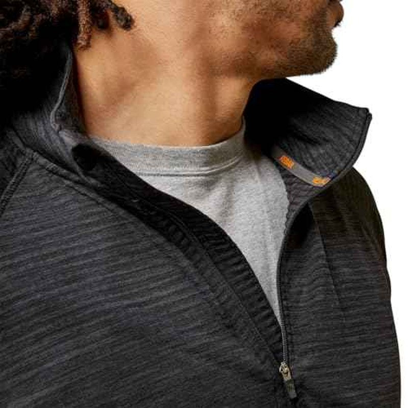 Ariat Men's Rebar Gridwork Baselayer 1/4 Zip T-Shirt - Black, XX-Large