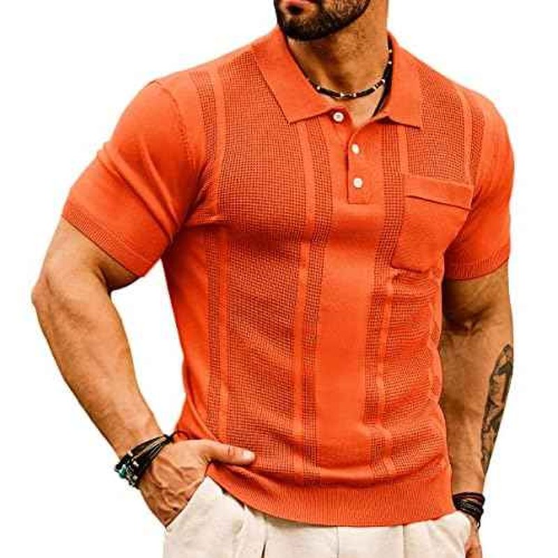 GRACE KARIN Mens Breathable Polo Shirts Short Sleeve Lightweight Knit Texture Golf Shirts Knitwear