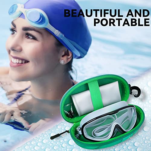 molshine Oversized Sunglasses Case, Swim Goggles Box,Zipper Diving Glasses Bag with Hook for Women Men Travel Outdoor Sport(Green)