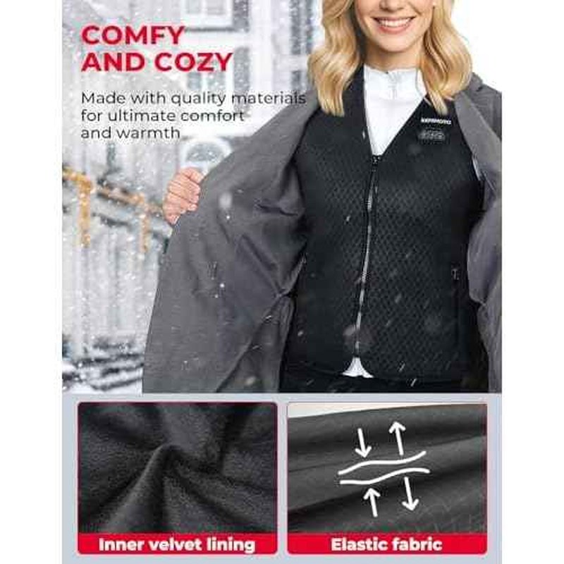 KEMIMOTO Heated Vest for Women with Battery Pack Included, V Neck with Inner Pocket Lights-out Design, Electric Warming Vest
