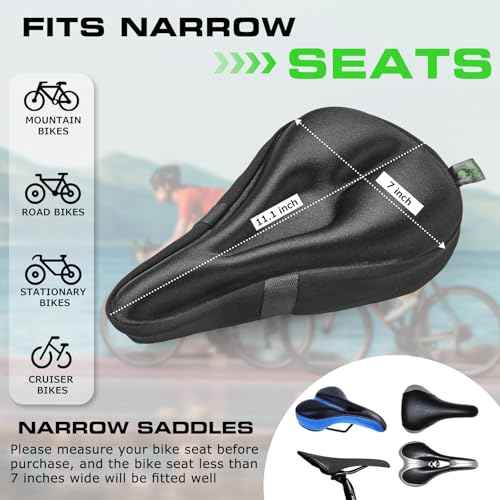 Zacro Bike Seat Cushion - Gel Padded Bike Seat Cover for Men Women Comfort, Extra Soft Exercise Bicycle Seat Compatible with Peloton, Outdoor & Indoor Bike Saddles