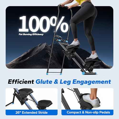 MERACH Stair Stepper for Home Gym Exercise, New Version Stairmaster for Full-Body Workout, Compact Folding Stair Climber with Extended Step Range, Adjustable Handlebar/Pedal