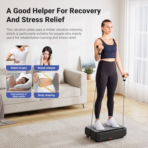 MERACH Vibration Plate Exercise Machine, Vibration Plate for Lymphatic Drainage, Relieve Pain and Help Sleep, Fat Burning and Weight Loss for Women, Men, Seniors