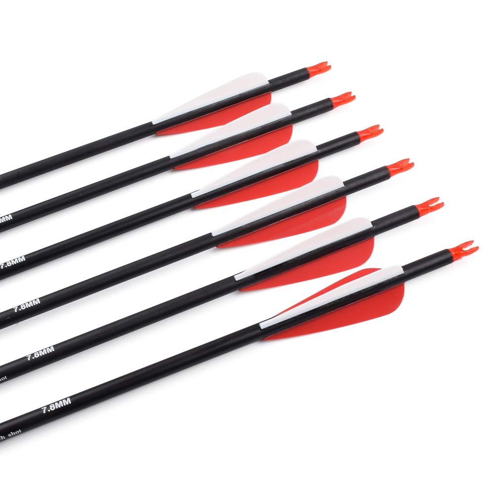 Elong 6PCS 30" Arrows for Compound Bows,Carbon Hunting Arrows for Archery Spine 500 with 100 Grain Screw Tips, for Compound & Recurve & Traditional Bow(with 6 Extra Nocks)