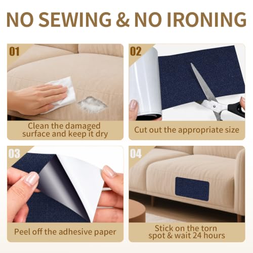 Skystuff Navy Canvas Repair Tape 12x59 Inches Self-Adhesive Fabric Patch