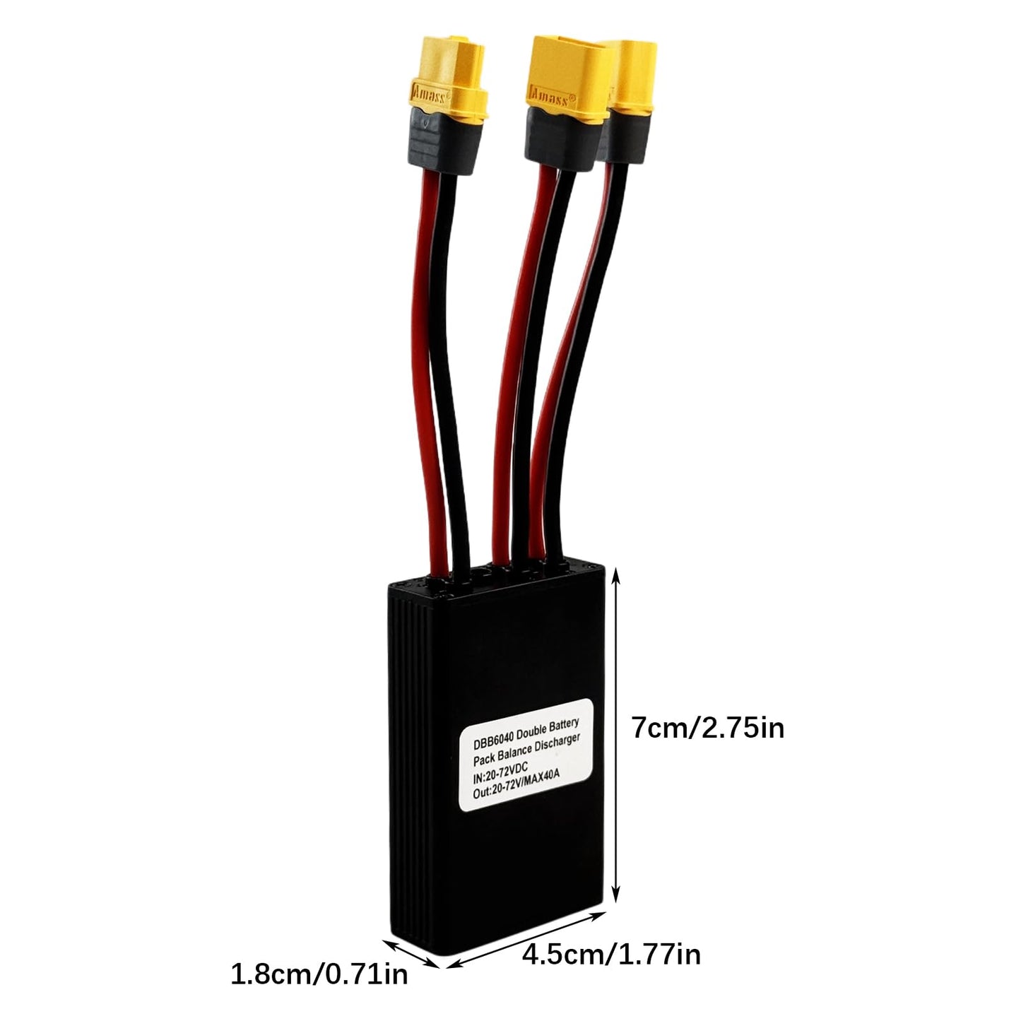 Flylin Dual Battery Connector, 20V-72V Dual Battery Parallel Module Adapter for E-Bike, Dual Battery Pack Switch Balancer for Batteries and Controllers (40A)