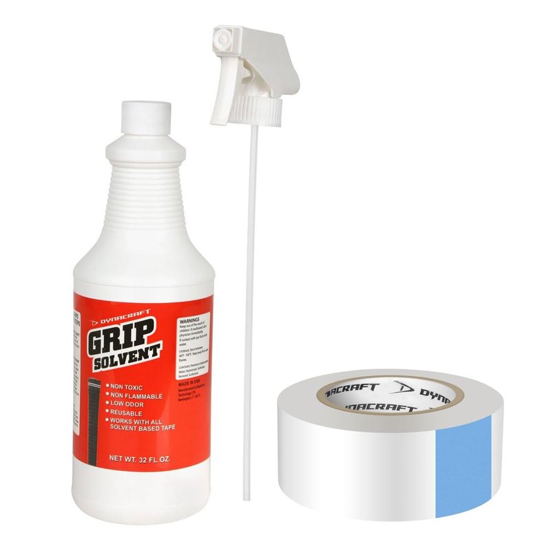 Dynacraft Golf Grip Solvent (32 oz Bottle) / Professional Double-Sided Grip Tape Roll (2-Inch x 36-Yard)