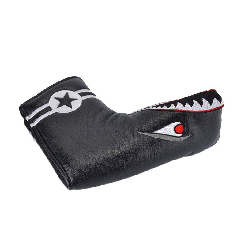 PLUSKER Golf Putter Head Cover with Magnetic Closure, Shark Cartoon Pattern Synthetic Leather Waterproof Protector for On-Course & Travel