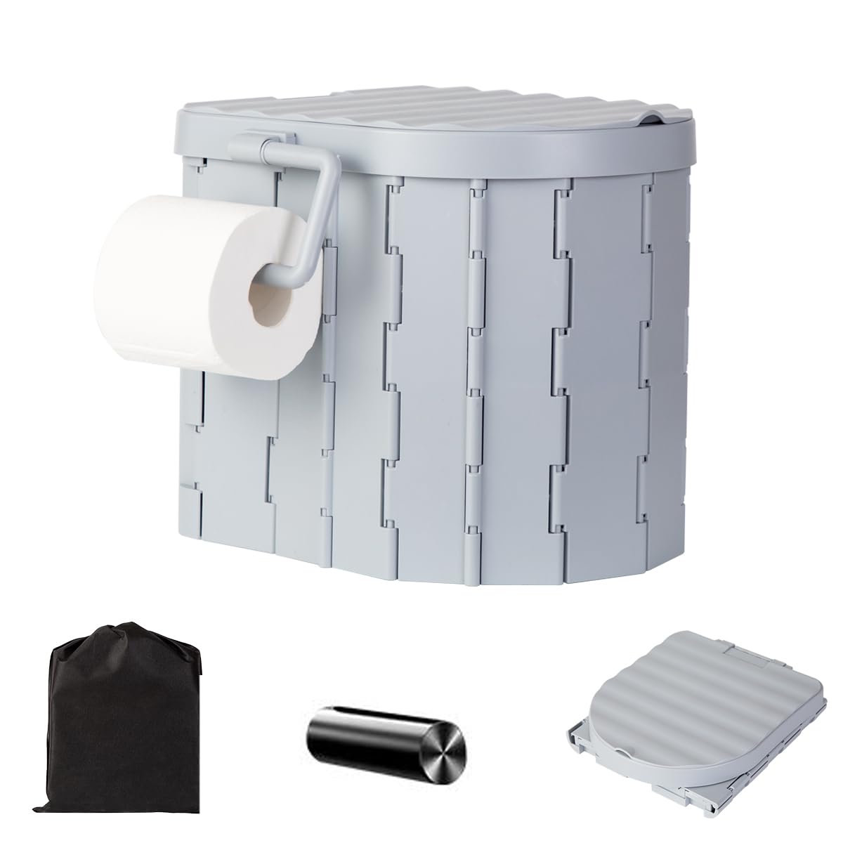Portable Toilet Kit, Camping Toilet with Pop-Up Privacy Tent Toilet Bags, Washable Portable Outdoor Showers Changing Rooms (Gray)
