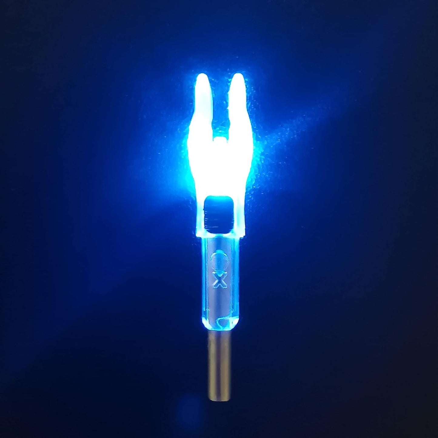 DEEPOWER 6 Pack X Lighted Archery Nocks for Arrows .204 Inside Diameter Lighted Arrow Nocks for 5.2mm Arrows Shafts with ON/Off Switch (Blue)