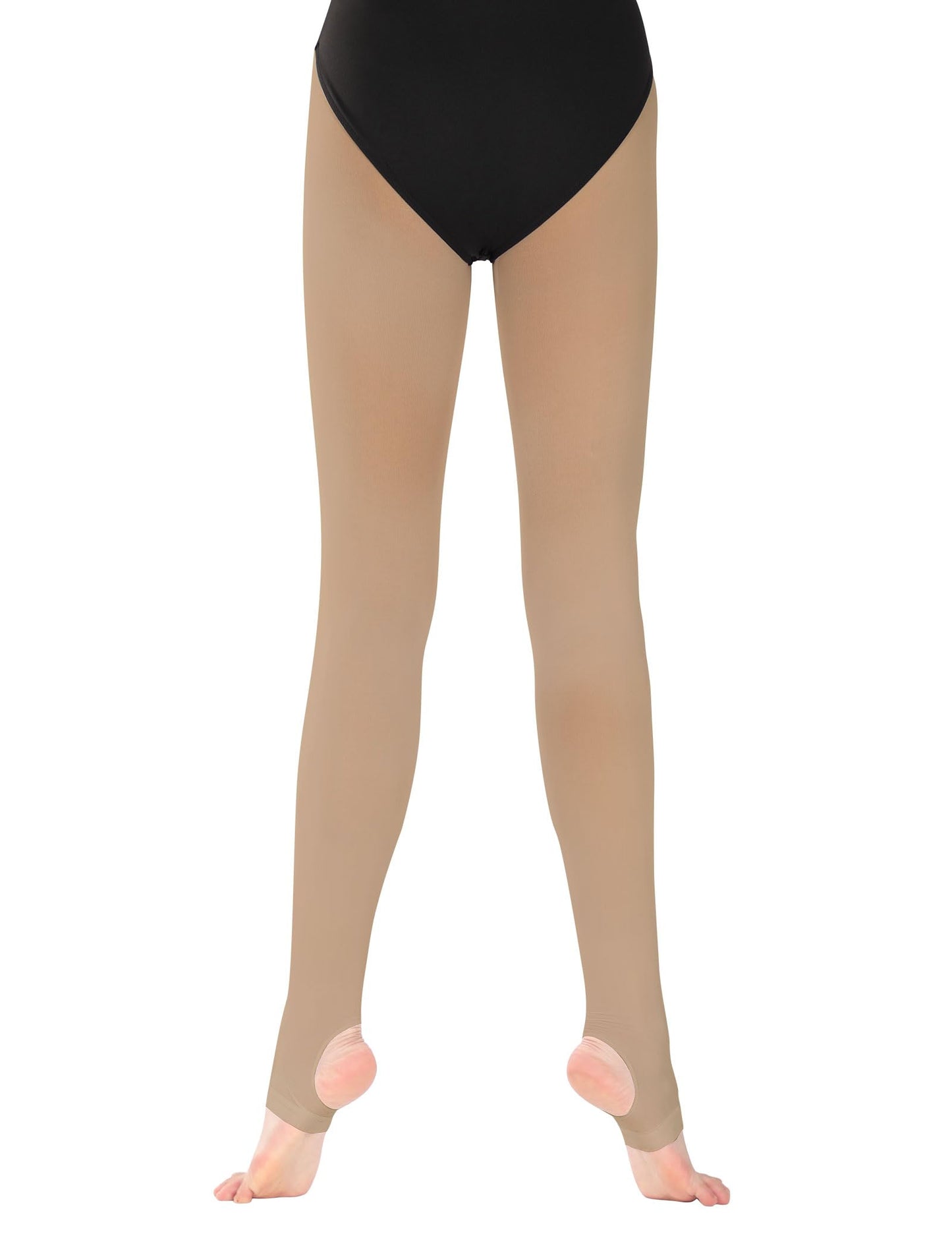 Dayrose Tan Stirrup Tights for Girls, Stirrup Ballet Tights for Toddler Girls 4-5 Years