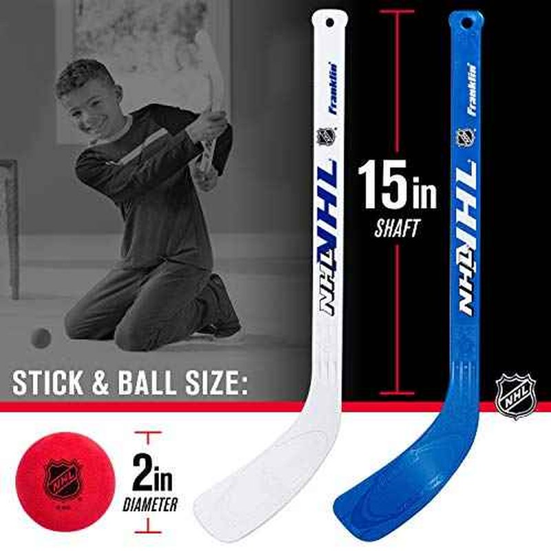 Franklin Sports Mini Hockey Rink Set - Half Rink Knee Hockey Goal, Mini Sticks, and Ball Set - Indoor Mini Hockey Rink - Official NHL Licensed White