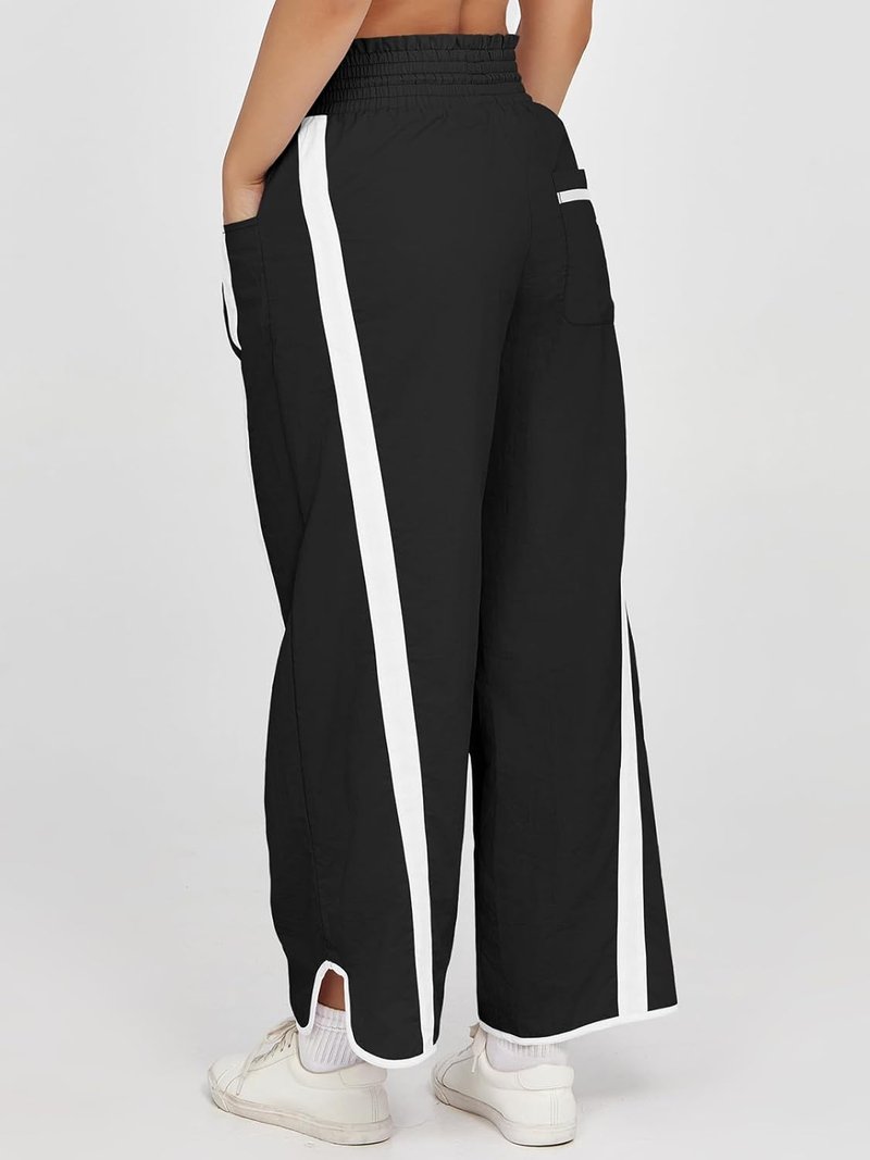 Women's Baggy Wide Leg Pants - Casual Y2K Track Pants with Drawstring & Elastic Waist
