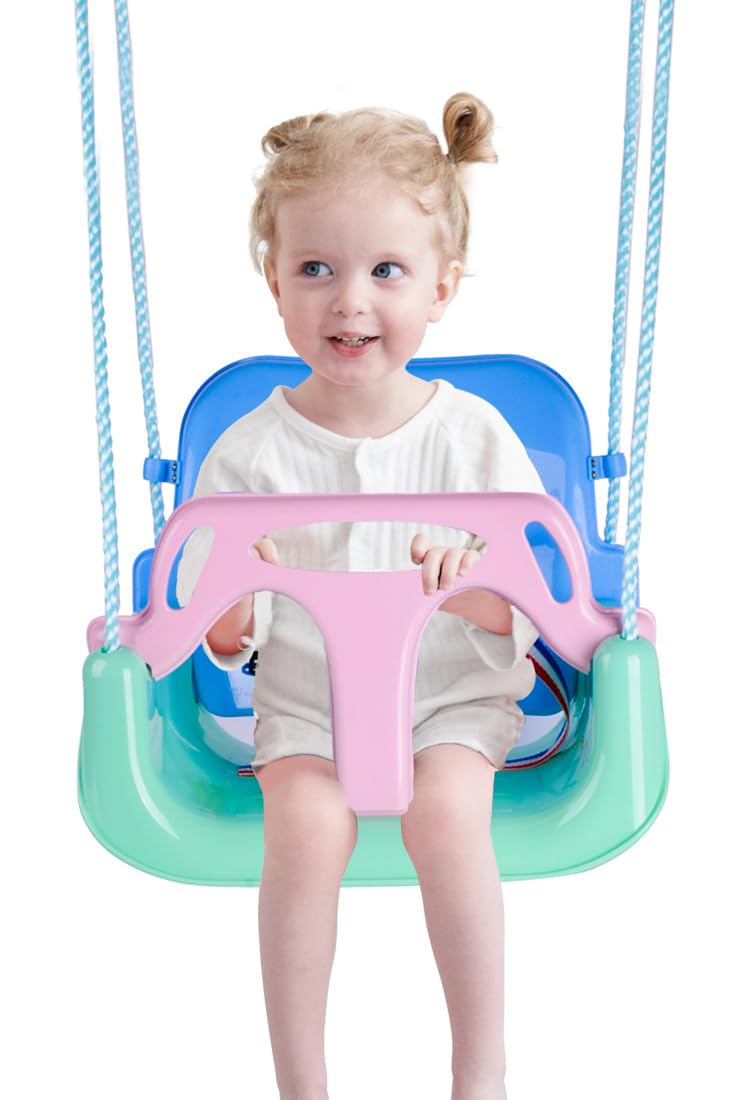 nets Tribe Toddler Swing, 3-in-1 Baby Swing Seat, Anti-Flip Snug & Secure Detachable Kids Swing Set, Infants to Teens Swing Seat for Playground Indoor Outdoor. (Macaron Green)