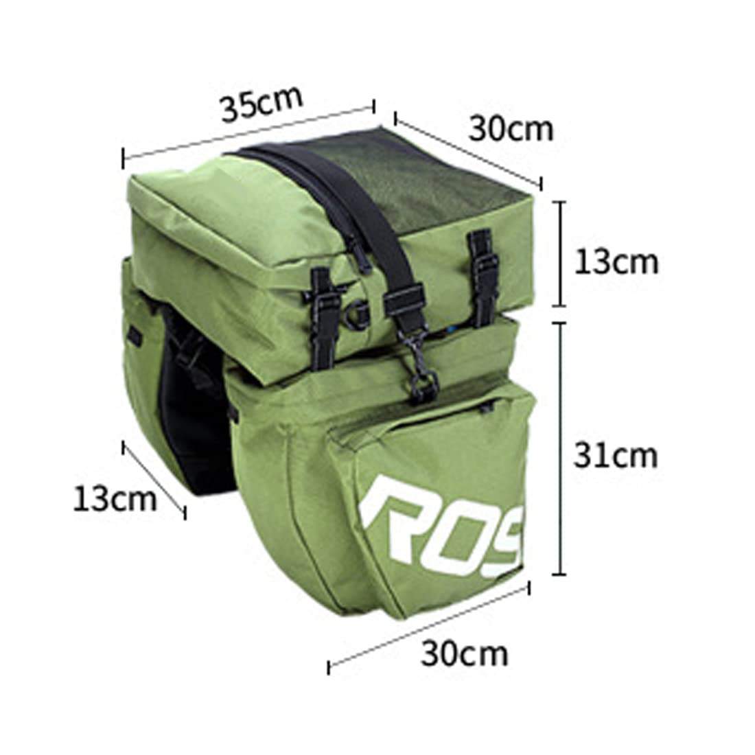 MOZOWO Bike Rear Rack Bag, 3 in 1 37L Waterproof Bicycle Rack Seat Bag Pannier Cycling Back Seat Rack Trunk Bag Saddle Bag for Mountain MTB Bike with Detachable Shoulder Strap & Reflective Sign