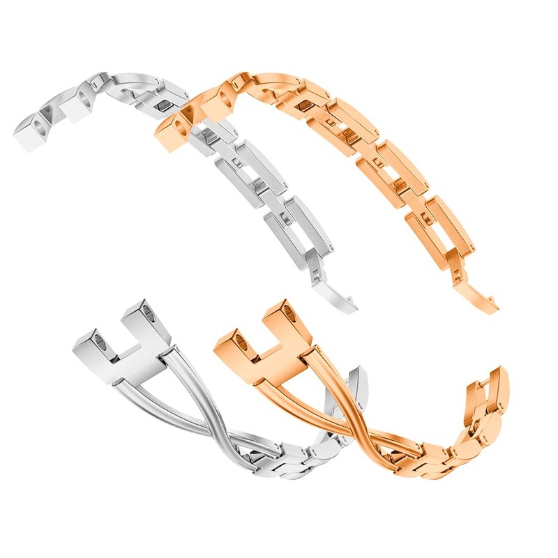 C2D JOY Stainless Steel Straps Compatible with Lily Smartwatch Replacement Band X-style Dressy Accessories Wristband for Women - Rose Gold