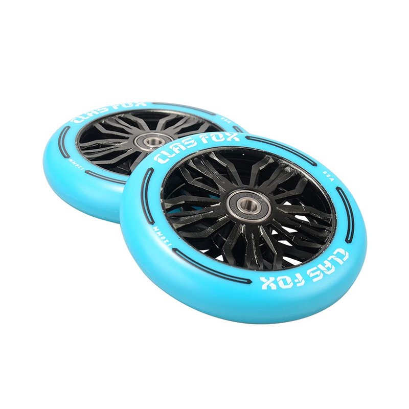 CLAS FOX Pro Scooter Wheels 120x24mm Set of 2 Pro Scooter Wheels with ABEC-9 Bearings (Blue-Black)