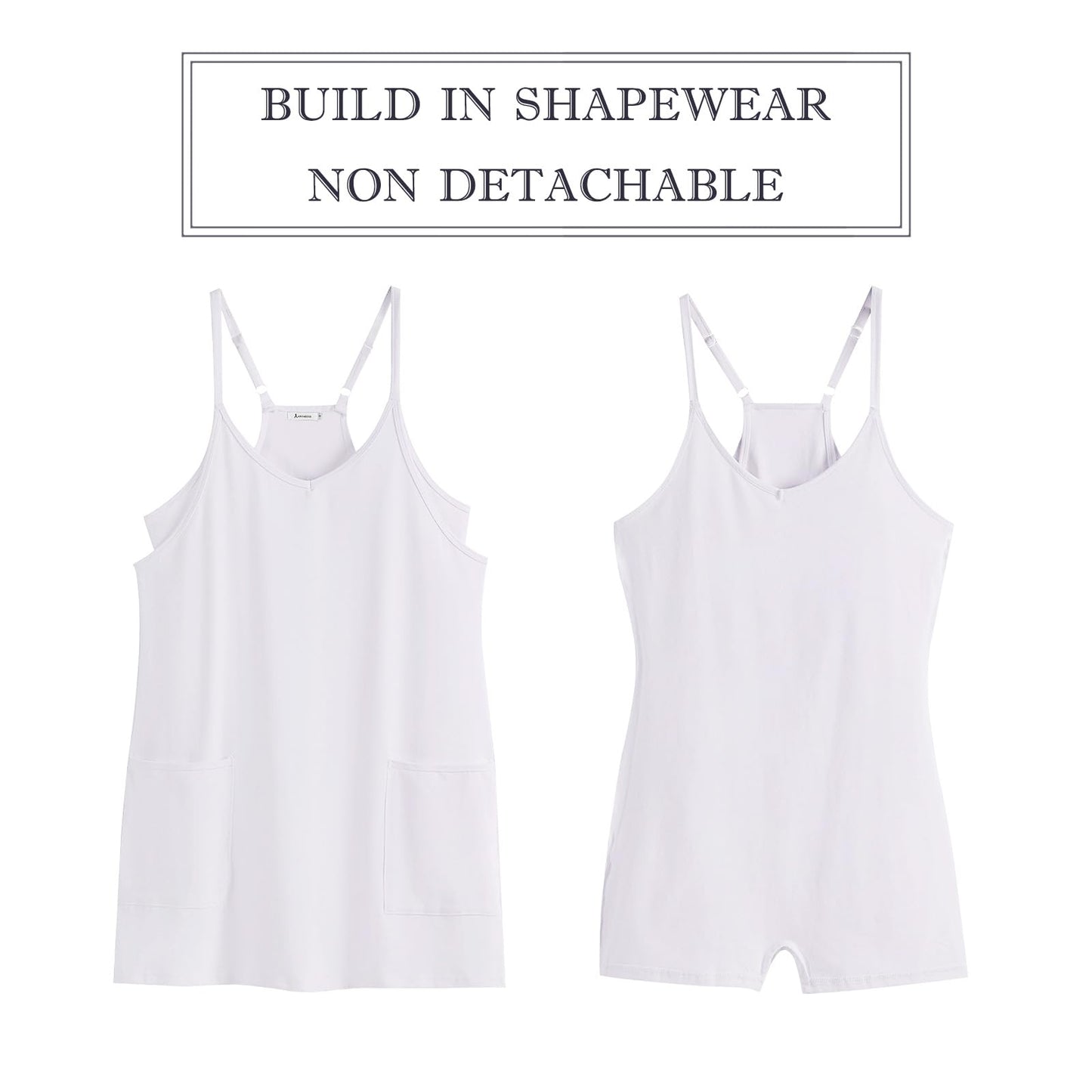 ANRABESS Women Athletic Dress Summer Tennis Workout Active Sports Mini Romper Dress Built in Shorts Travel Vacation Clothes White Medium