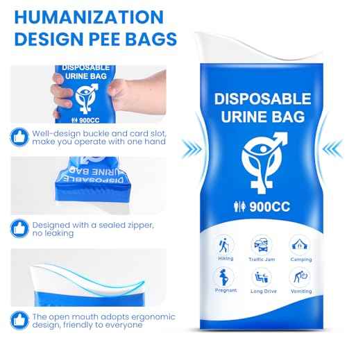Disposable Urine Bag, 12PCS Pee Bags for Travel for Women Men, 900ML Portable Urinal Bags and Vomit Bags, Unisex Urinal Bag for Camping, Road Trip, Traffic Jam, Pregnant, Kid, Patient