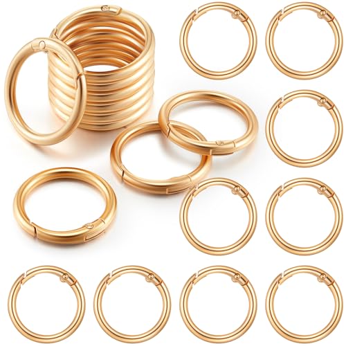 Zonon 20 Pcs 1 Inch Gold Spring O Rings, Key Ring Clip, Round O Clip for Keys, Buckle, Bags, Purses Replacement Purse Ring Hardware, Keychain Lanyard, Home Car Keyrings Attachment DIY Crafts