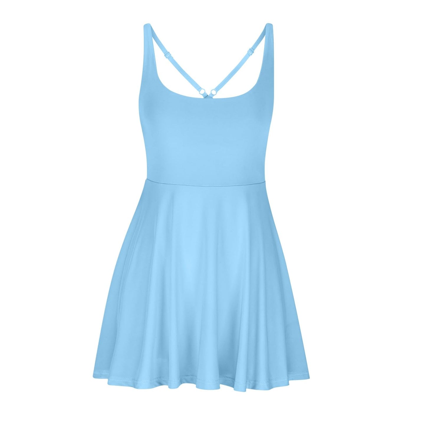 Summer Dresses for Women 2024,Prime of Day Deals 2024 Tennis Dress Build in Shorts and Bras Dressy Casual Rompers One Piece Golf Shorts Sleeveless Mini Dress Jumpsuits Sun dresses(Ac-Light Blue,M)