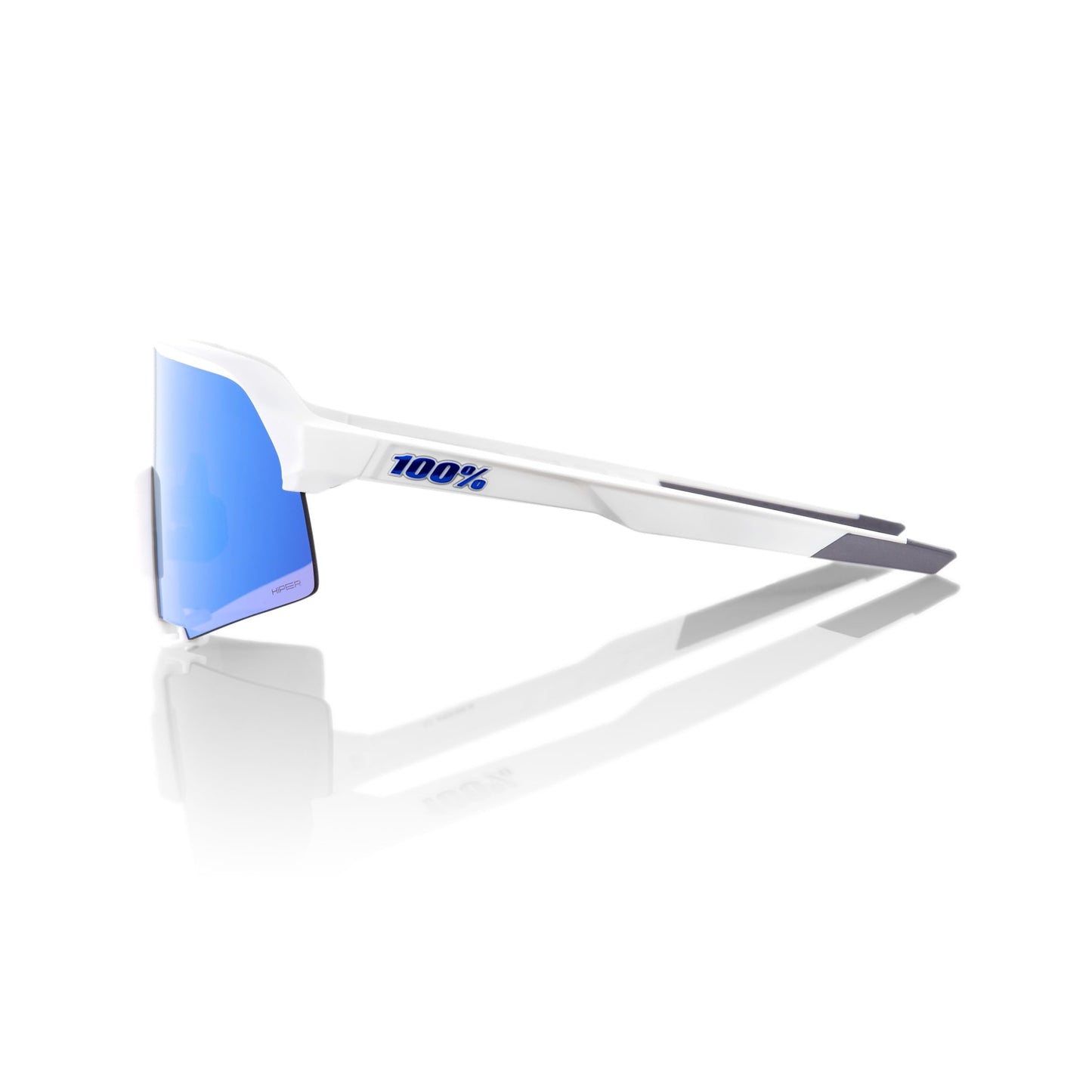 100% S3 Sport Performance Cycling Sunglasses (Matte White - HiPER Blue Multilayer Mirror Lens)