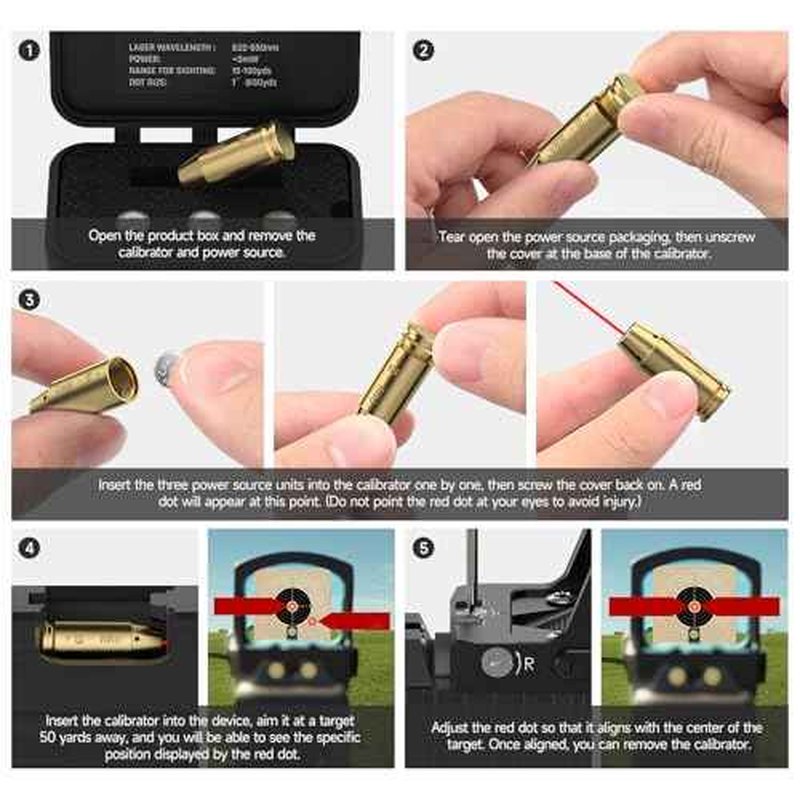 Feyachi Bore Sight 9MM/223 5.56/12GA Red Dot Laser Zeroing Bore Sighter Pistol Laser Boresighter with 3 Sets