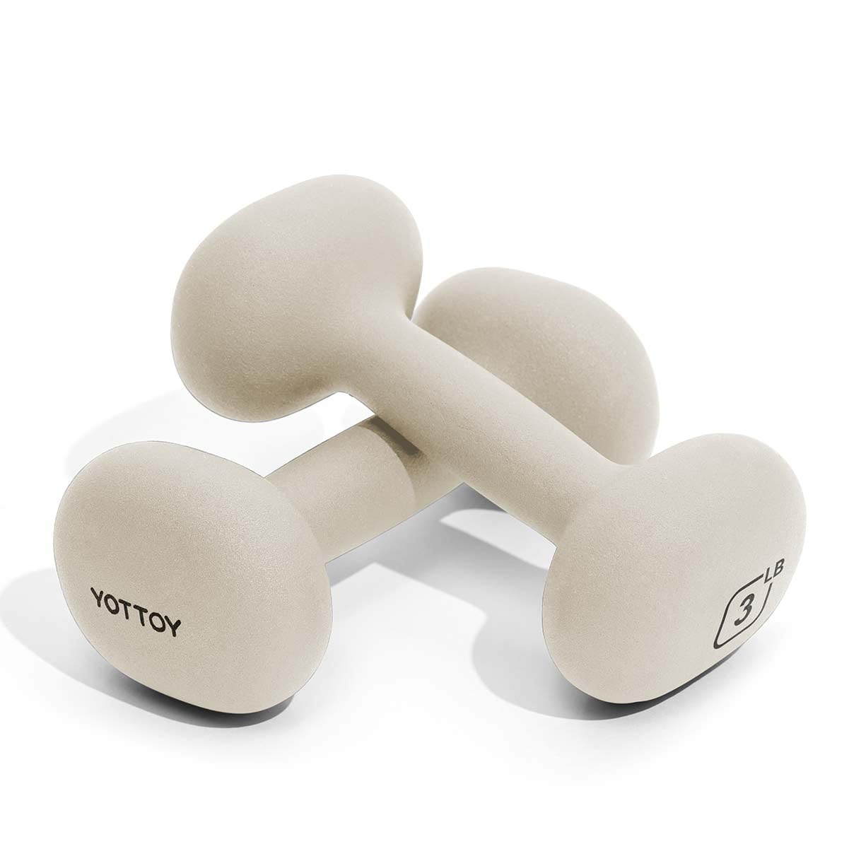 YOTTOY Weights Dumbbells Set for Women,3 Pound Dumbbells Set of 2, Non-Slip Hand Weights for Home Workouts, Portable Strength Training Neoprene dumbbells (White, 3LB-Pair)