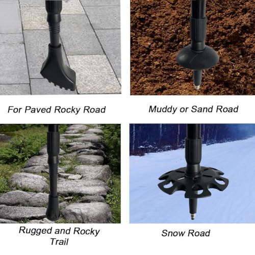 Hiking Walking Sticks Rubber Tips 10 Pack, Replacement Tips Protectors, Snow Baskets, Mud Baskets Set for Trekking Poles, Fits Most Standard Hiking, Trekking, Walking Poles