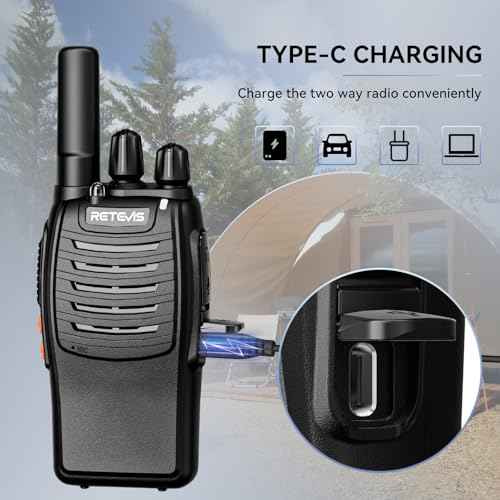 Retevis H-777 Walkie Talkies with Shoulder Mic,2 Way Radios Long Range,License-Free,LED Flashlight,Portable,Shock Resistant,for Family Outdoor Small Commercial (4 Pack)