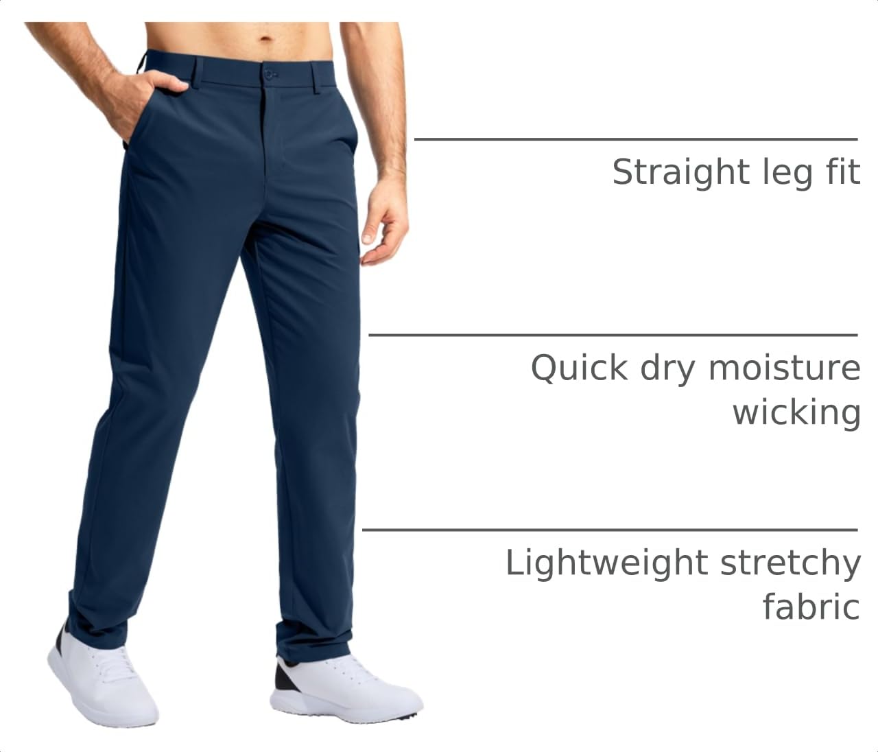 Pudolla Men's Golf Pants Mens Dress Pants Stretch Work Pants 34 Lightweight Quick Dry Slacks Casual Trousers with Pockets(Navy 38Wx34L)