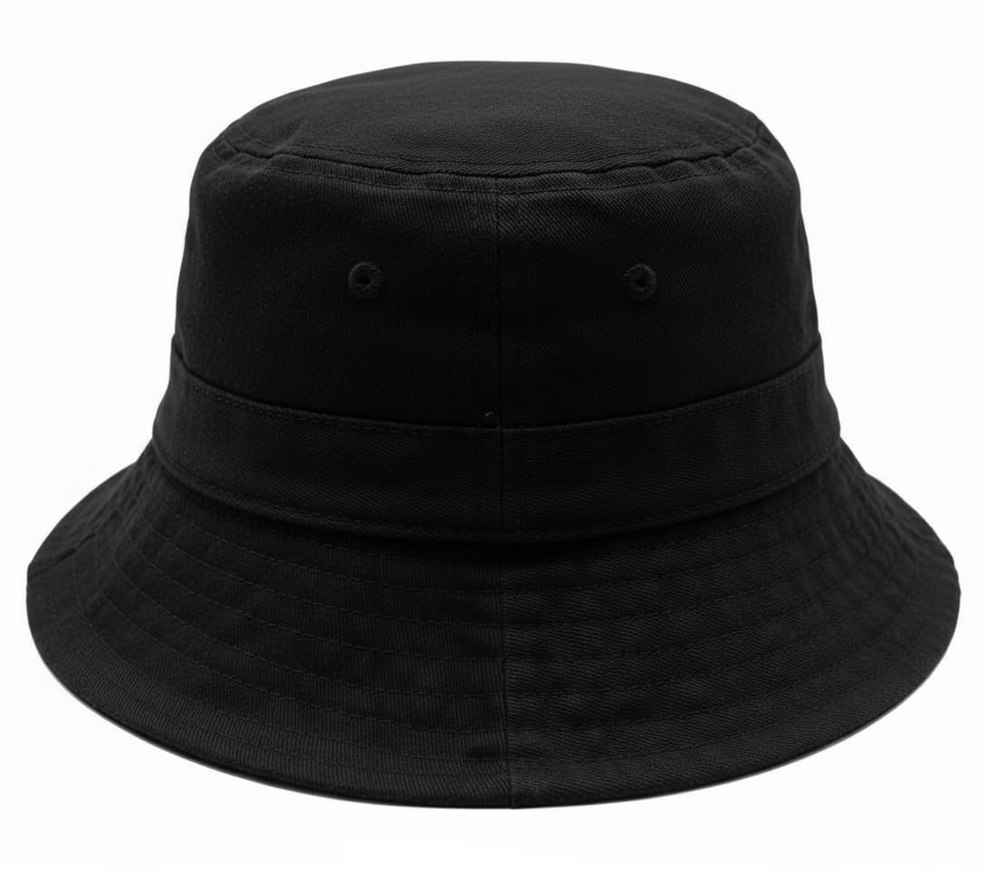Premium Cotton Bucket Hat – Adjustable Size, Lightweight Sun Hat for Men & Women, Outdoor Summer Travel & Beach Black