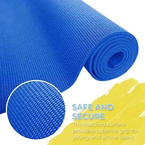 Hello Fit Kids Yoga Mats With Carrying Bags, 60" x 24" Exercise Mats, 4mm Non Slip Yoga Mat for Boys and Girls, Easy to Clean Kid's Workout Mat for Schools and Classrooms, 10 Pack, Dark Blue