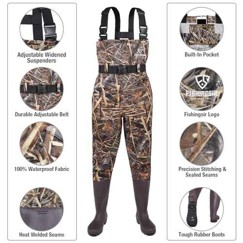 Fishing Waders for Men, 2-Ply Nylon/PVC Waterproof Women Chest Wader with Boots, Bootfoot Hunting Waders