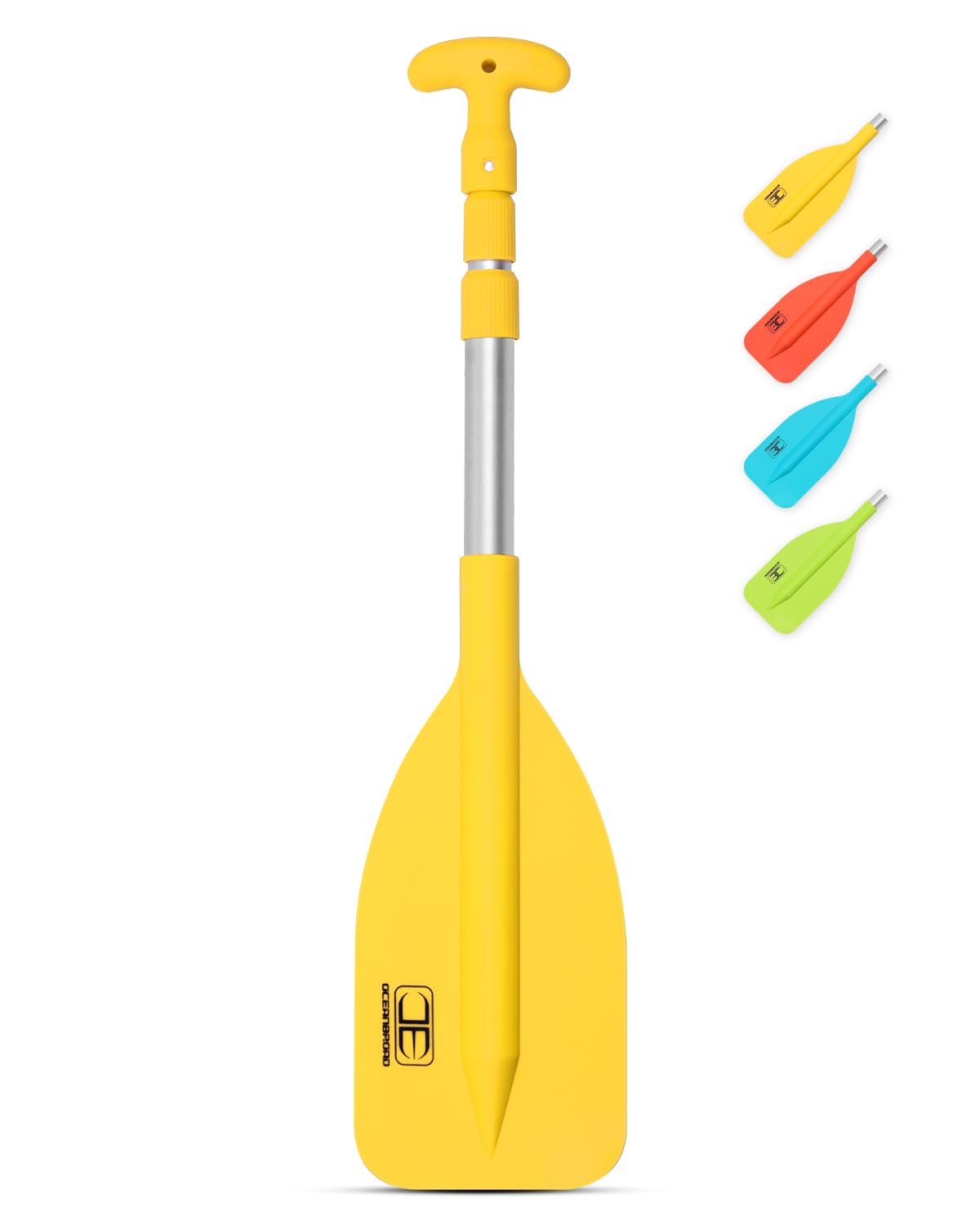 OCEANBROAD Telescoping Emergency Paddle 26''-54'' Collapsible Paddles Aluminium Shaft for Kayaking Boating Canoeing River Tubing, Yellow, 2 Paddles