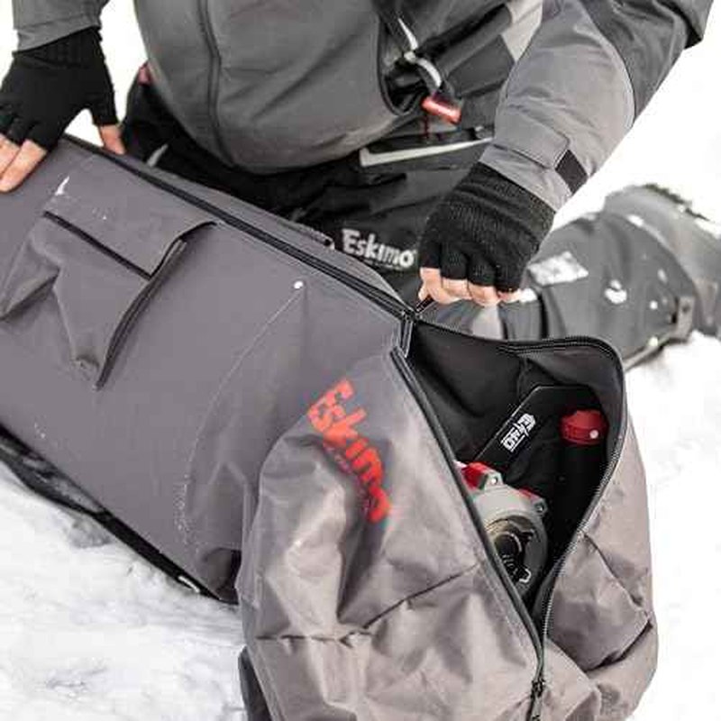 Eskimo¢ç Electric Auger Carry Bag, E40 Compatible, Gray, Carry Handle, Extension Pocket, Durable Construction, Storage Pockets, 46078