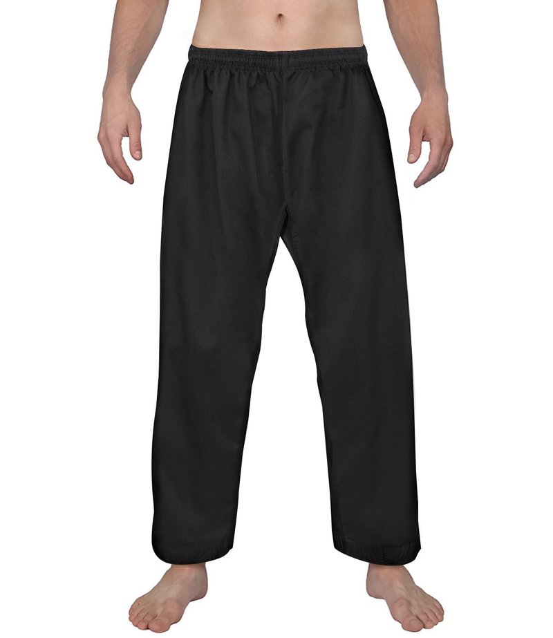 FitsT4 Sports Karate Pants 8oz Middleweight Elastic Waist Martial Arts Pants Perfect for Training or Competition Black, 3