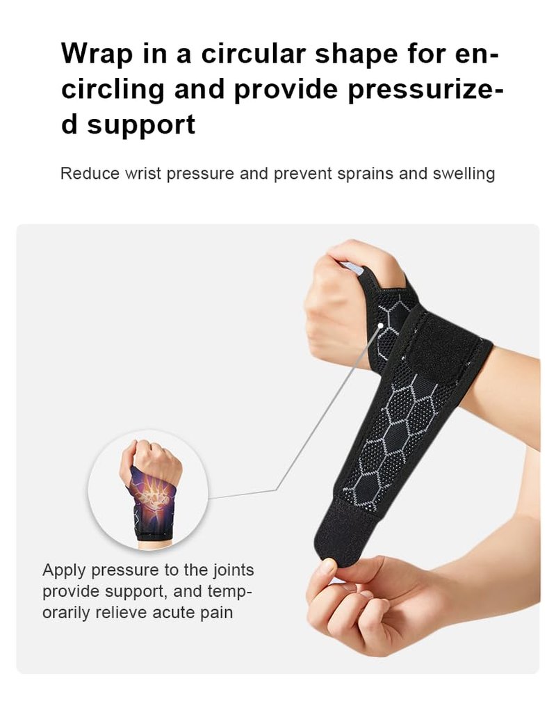 Ultra Thin Breathable Outdoor Compression Anti-Slip Elastic Sports Wrist Support Tendon Support Wrist Brace, Carpal Tunnel Brace,Gym Protection(Unisex) (Black) 1 Pcs/Pack