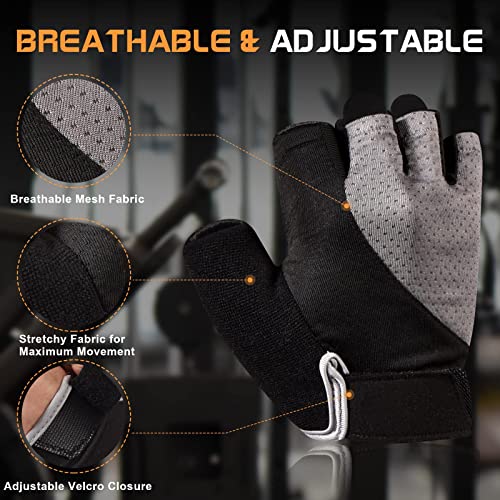 sunnex Gym Gloves, Workout Gloves, Fingerless Gloves for Weightlifting, Lightweight Breathable Fitness Gloves, Sports Gloves for Training Lifting Weight Cycling Climbing Rowing