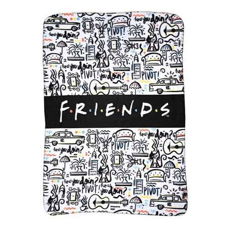 Northwest The Company - Friends TV Show How You Doin' & Pivot NYC Fleece Throw Blanket, Soft and Cozy Lightweight Plush Fabric Bed Cover and Room D?cor - Size 45inx 60in