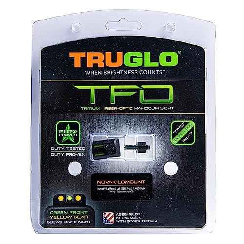 Truglo TFO Tritium & Fiber-Optic Handgun Sight | Durable Compact High-Visible Front & Rear Night Sight Set, Compatible with 1911 Handguns