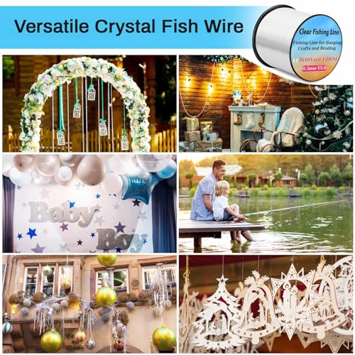 1640Yard/1500m Fishing Wire Nylon String Clear, Acejoz 0.3mm Fishing Line Invisible Hanging Wire Monofilament Line for Hanging Decorations Balloon Crafts