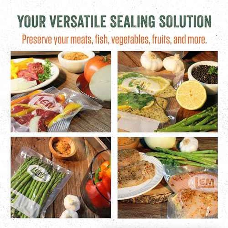 LEM Products MaxVac Quart Vacuum Sealer Bags, 8 x 12 Inches, Compatible with Major Vacuum Sealer Brands, 100 Count