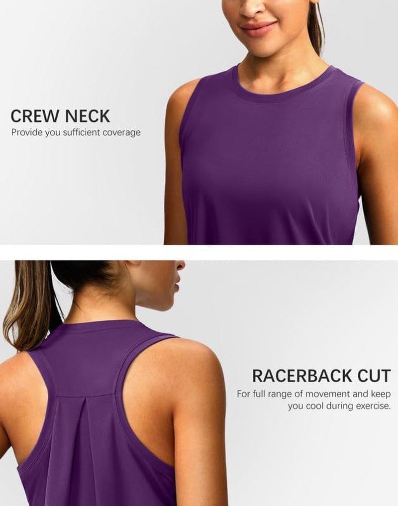 Women's Racerback Workout Tops - Sleeveless Athletic Tank for Yoga & Running | Loose Fit Gym Shirts
