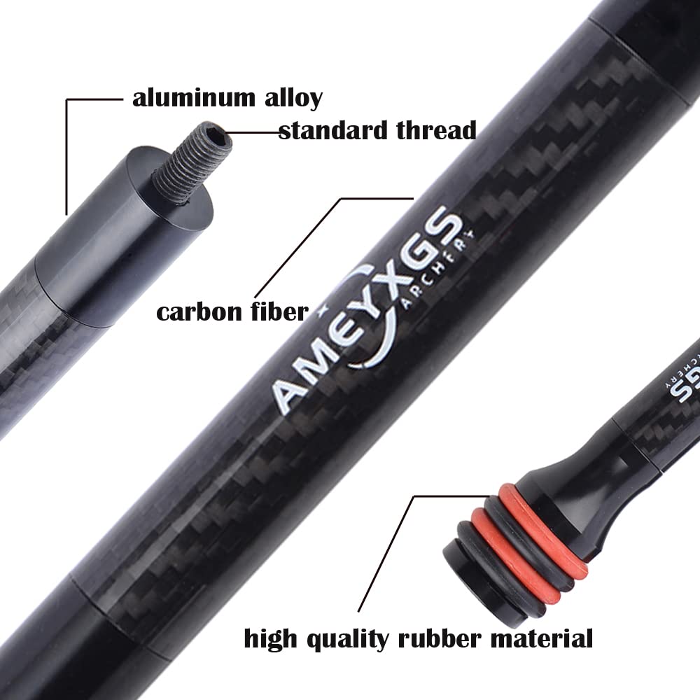 AMEYXGS 6/8/10/12 Inch Archery Bow Stabilizer Carbon Fiber Balance Bar Rod Side Rod Stabilizer Dampen Weight for Compound Bow Recurve Bow Accessory (Black, 12 Inch)