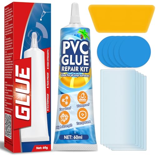 Air Mattress Repair Kit with Waterproof Vinyl Patches & PVC Glue